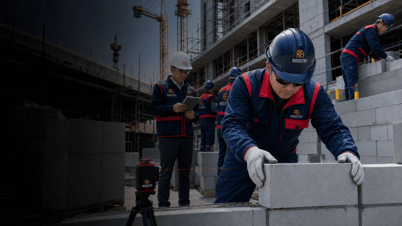 REI Industry өрлөгийн мэргэжлийн баг барилгын талбай дээр ажиллаж байна